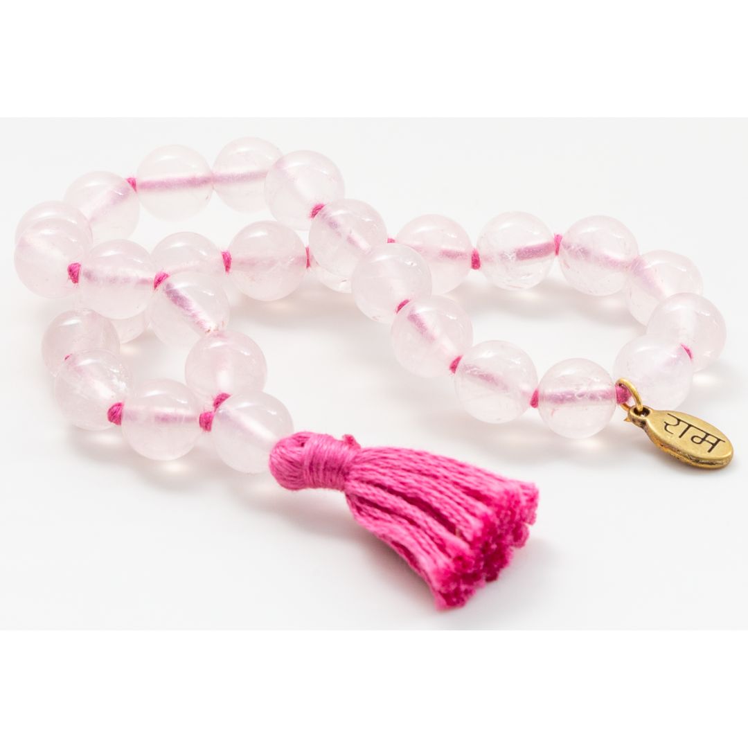 Rose Quartz Gemstone Mala (27 Beads + 1 Bindu)