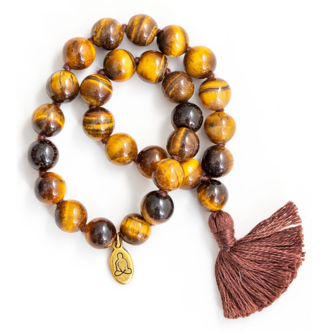 Tiger Eye Gemstone Mala (27 Beads + 1 Bindu)