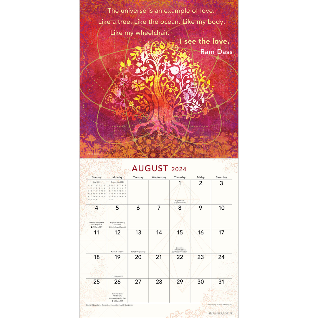 Be Here Now 2024 Wall Calendar August