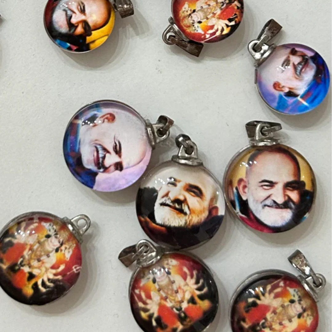 Glass Maharaj-ji and Hanuman Pendant