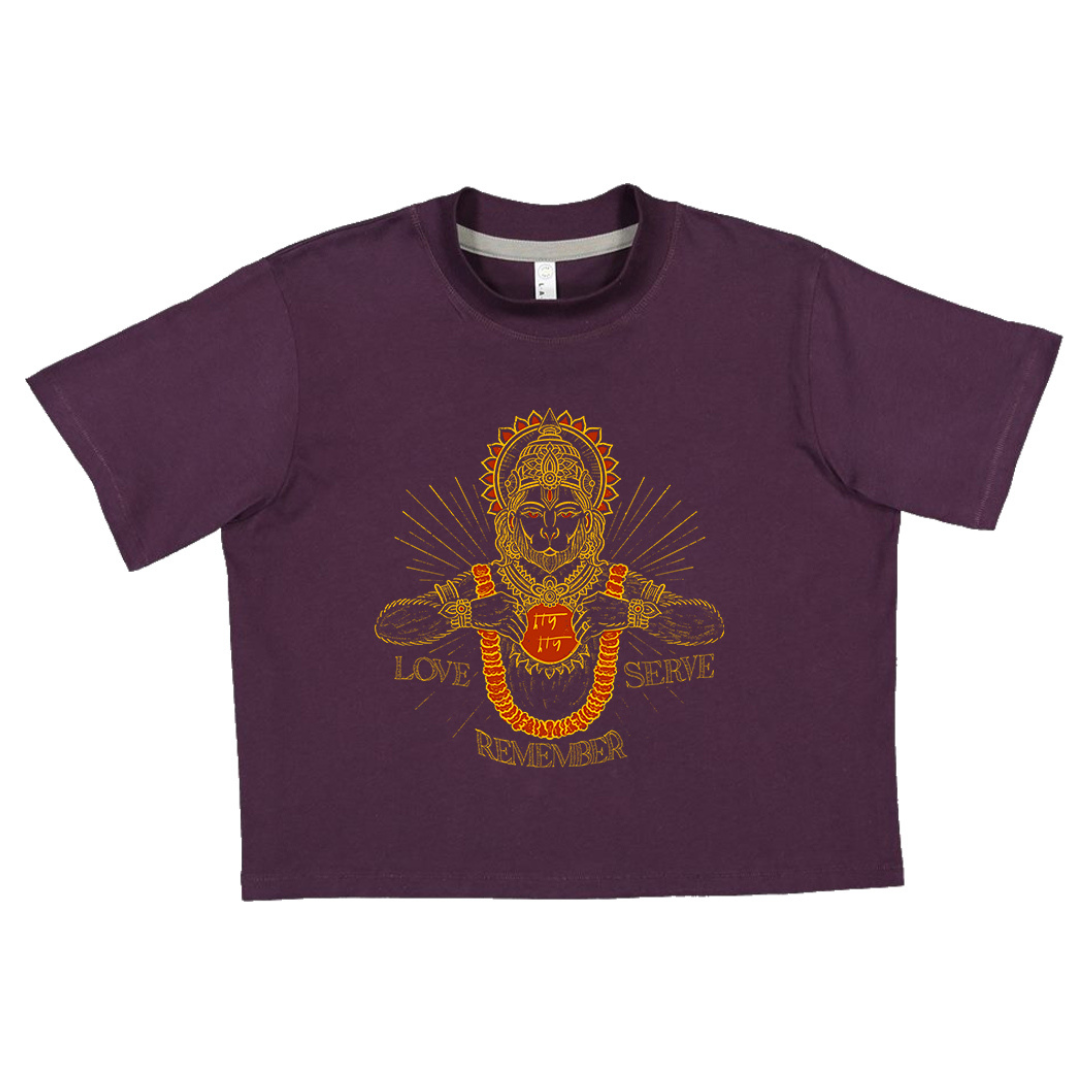 Hanuman Love Serve Remember Boxy Crop Top Tee (Women's)