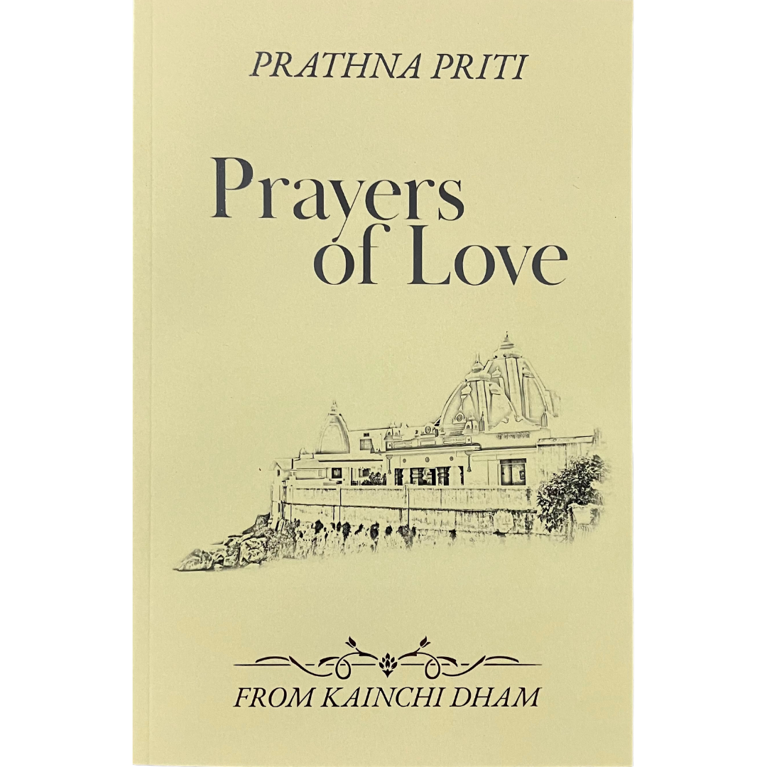 Book cover of 'Prayers of Love' by Prathna Priti with a temple illustration on a beige background