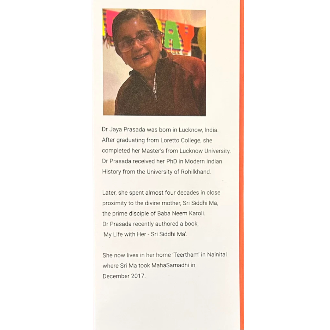 Biographical information about Dr. Jaya Prasada with a photo of a woman wearing glasses.