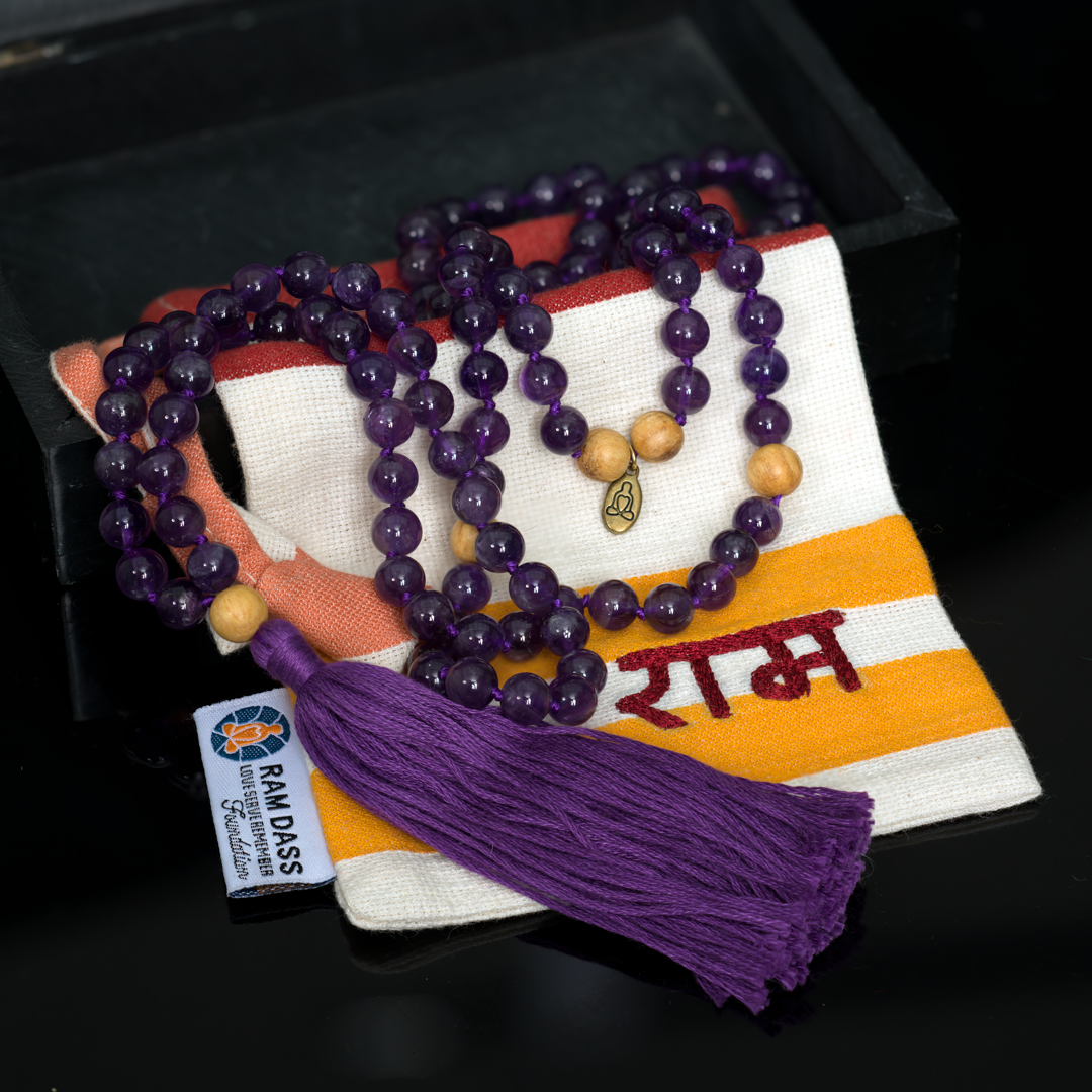 Amethyst and Palo Santo Gemstone Mala (108 beads + 1 bindu)