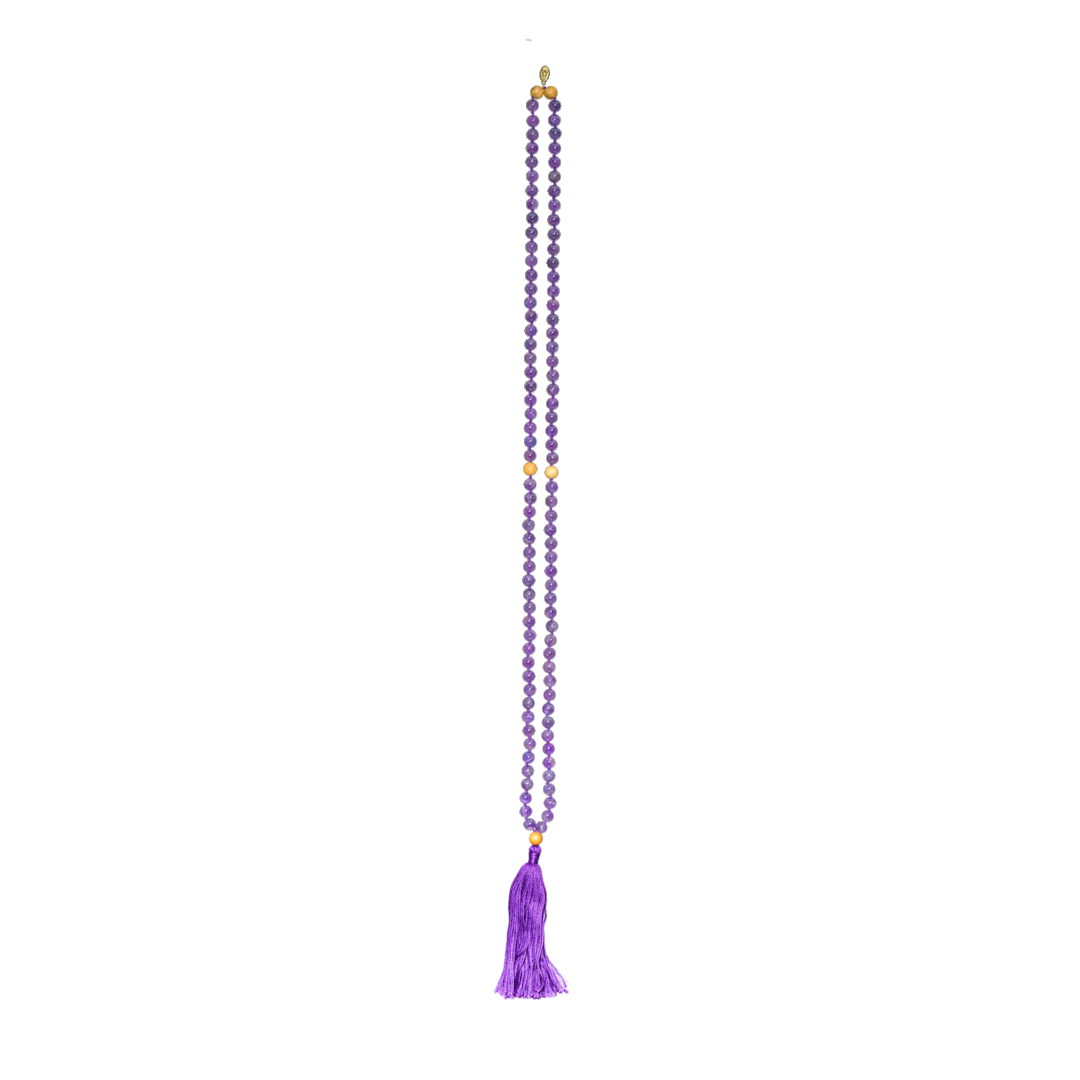 Amethyst and Palo Santo Gemstone Mala (108 beads + 1 bindu)