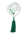 Clear Quartz and Malachite Gemstone Mala (108 beads + 1 bindu)