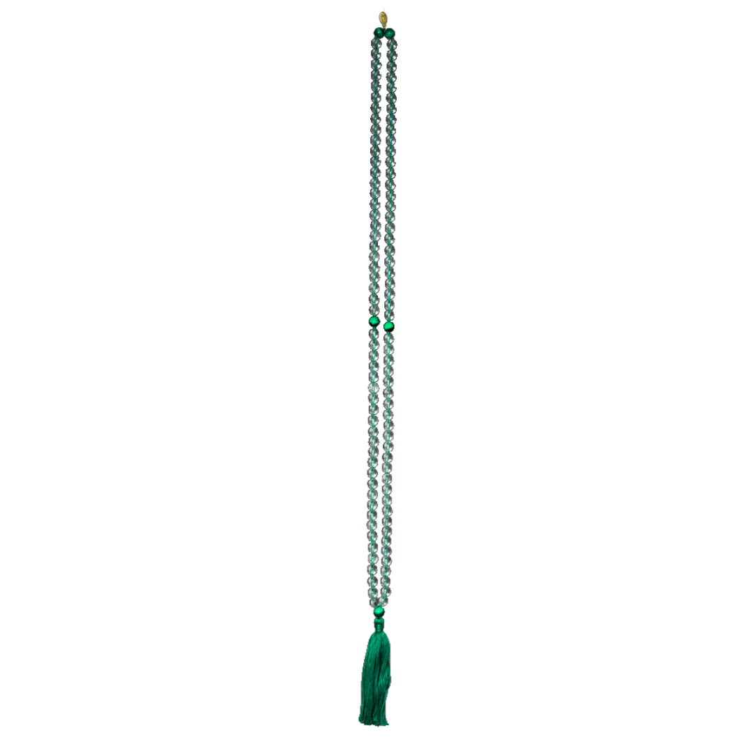 Clear Quartz and Malachite Gemstone Mala (108 beads + 1 bindu)