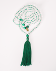 Clear Quartz and Malachite Gemstone Mala (108 beads + 1 bindu)