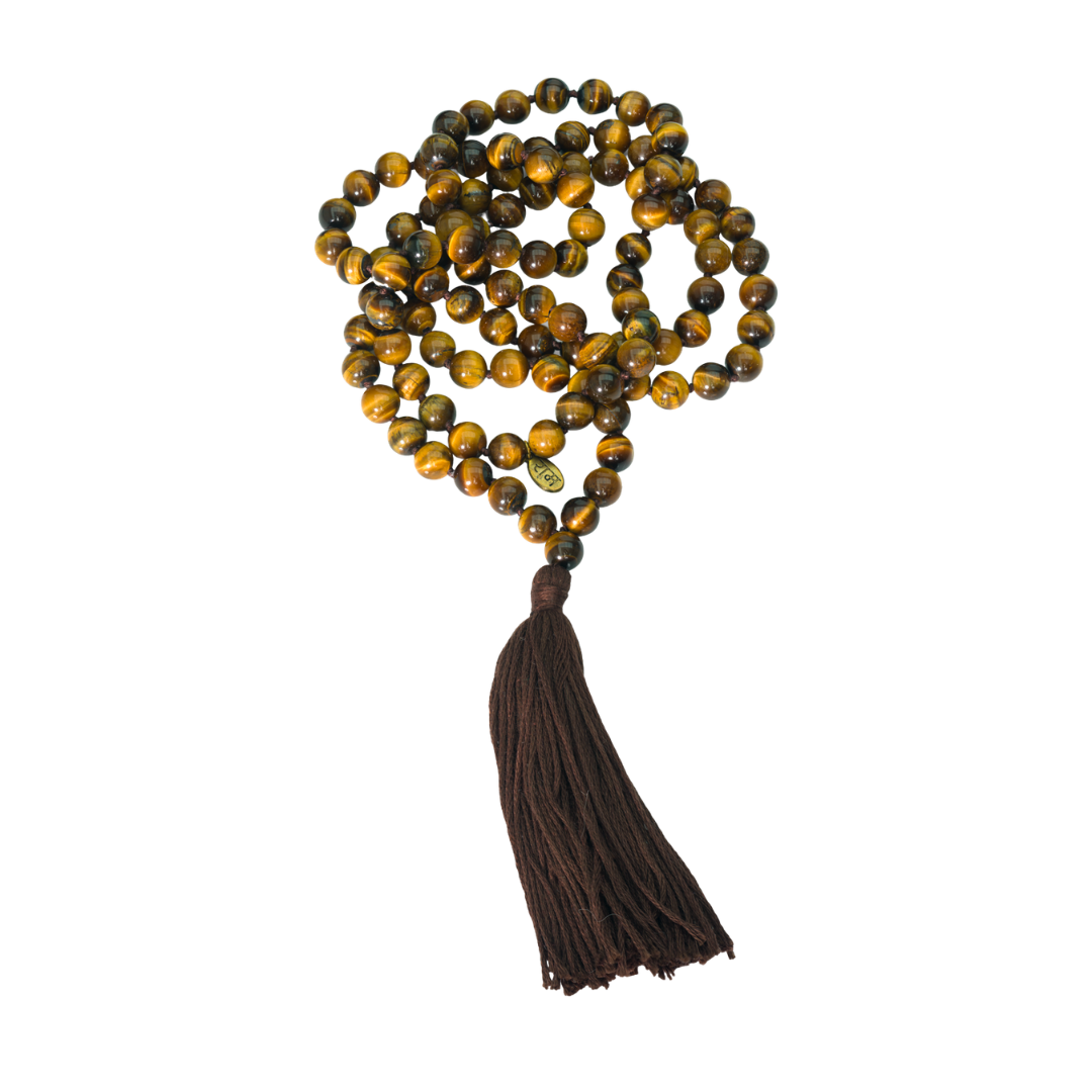Tiger Eye Gemstone Mala (108 beads + 1 bindu)