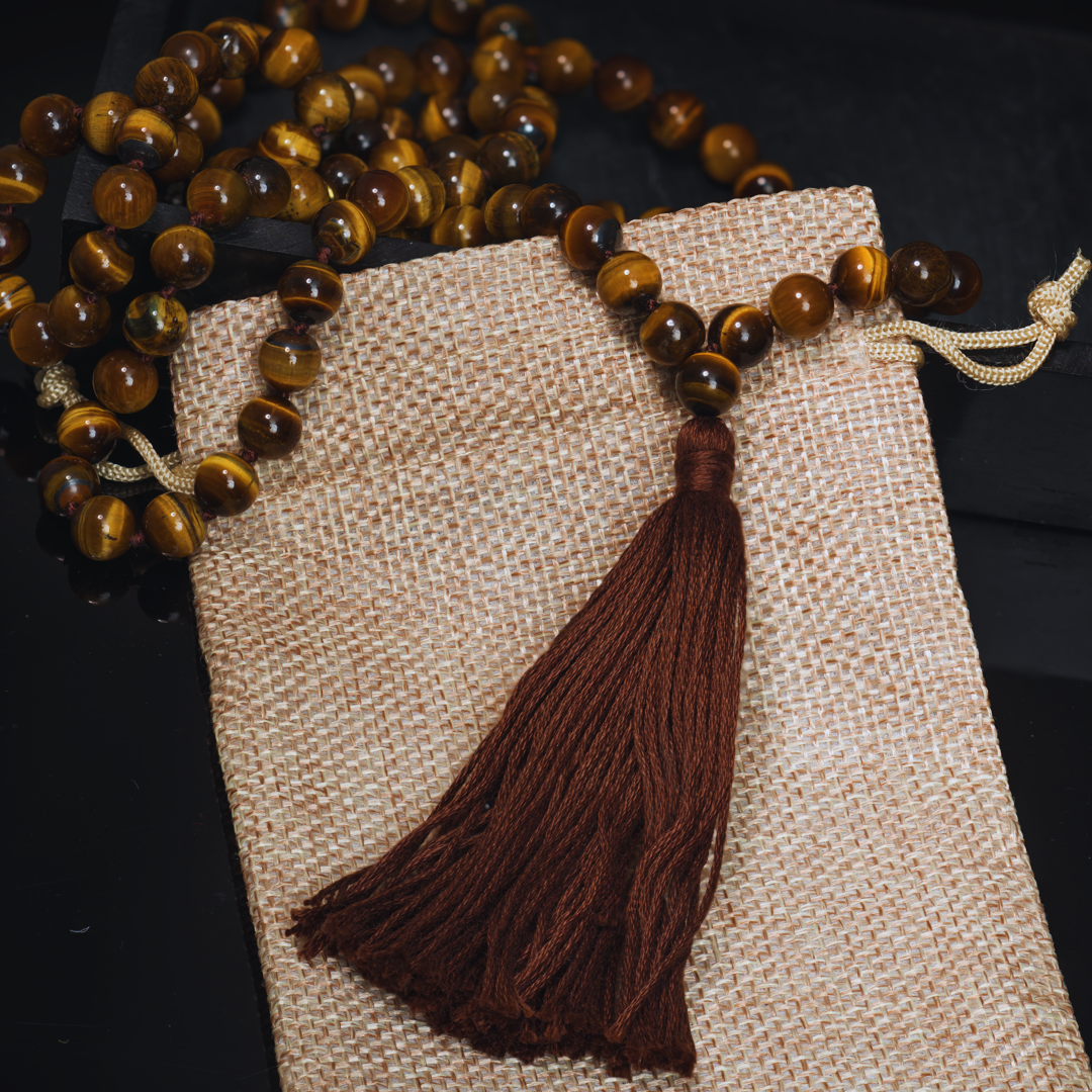 Tiger Eye Gemstone Mala (108 beads + 1 bindu)