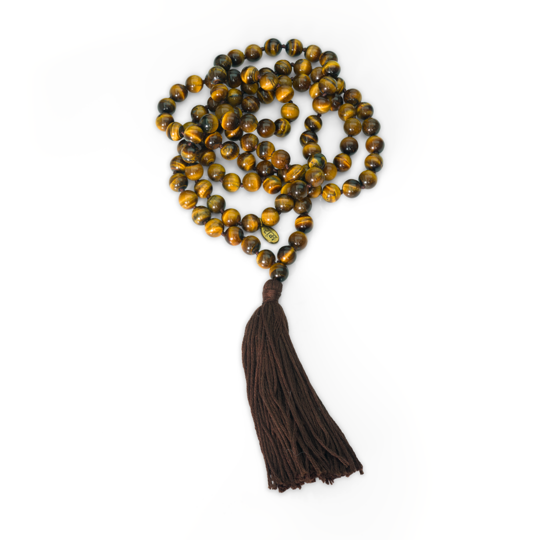 Tiger Eye Gemstone Mala (108 beads + 1 bindu)