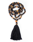 Tiger Eye, Black Lava Stone and Golden Sheen Obsidian Gemstone Mala (108 beads + 1 bindu)