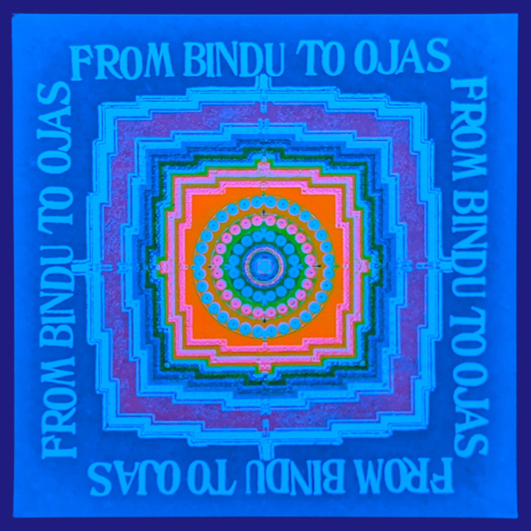 Be Here Now 50th Anniversary Bindu to Ojas Poster - Dark Mode