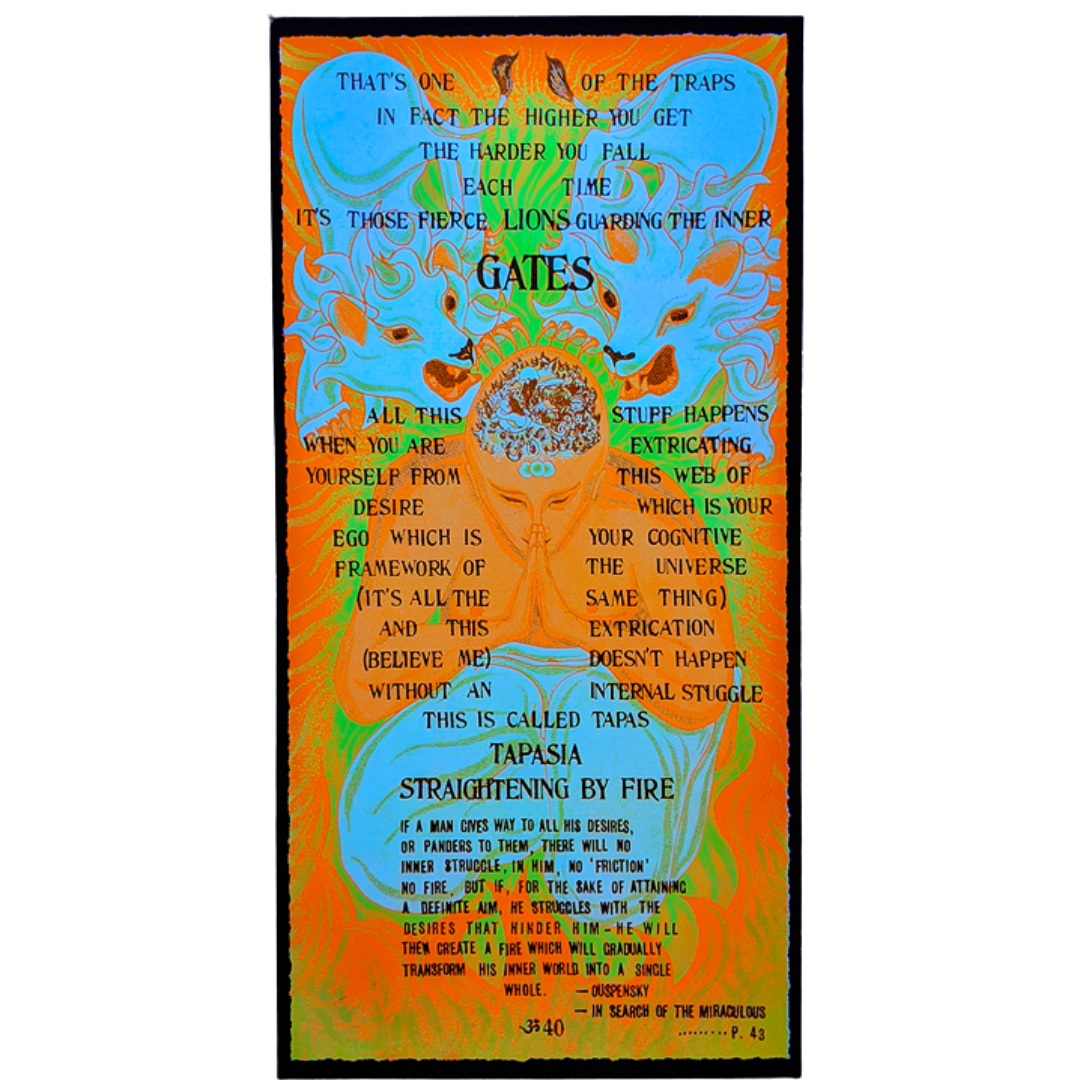 Be Here Now 50th Anniversary Straightening By Fire Poster Dark Mode