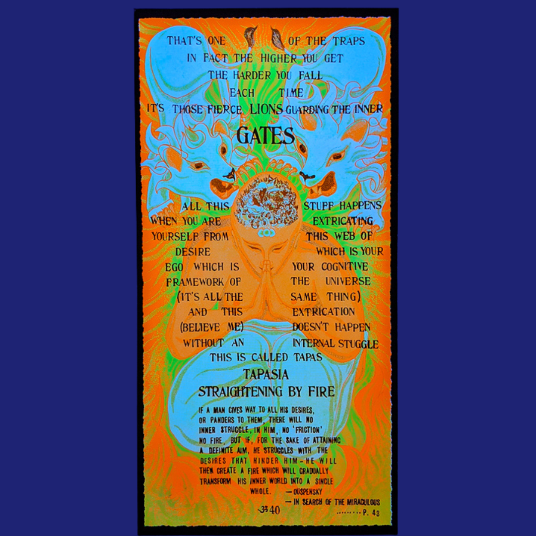 Be Here Now 50th Anniversary Straightening By Fire Poster Dark Mode