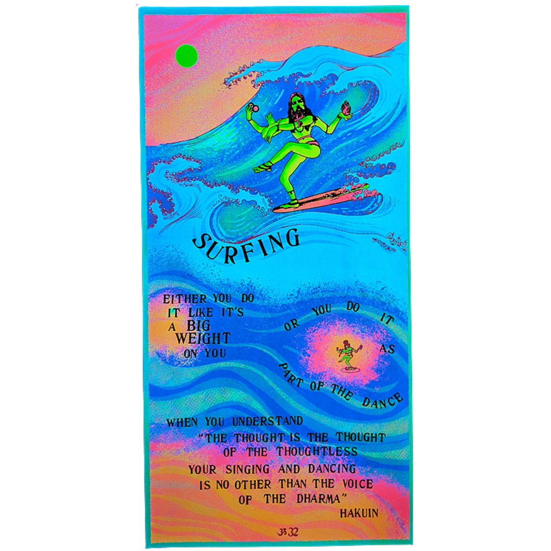 Be Here Now 50th Anniversary Surfing Poster - Dark Mode
