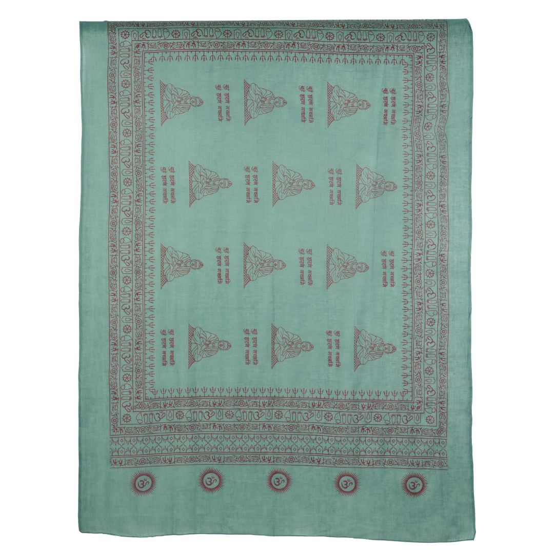 ॐ Buddha Cotton Prayer Shawl Evergreen