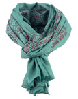 ॐ Buddha Cotton Prayer Shawl Evergreen