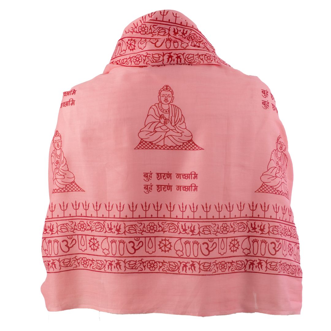 ॐ Buddha Cotton Prayer Shawl Carnation Pink