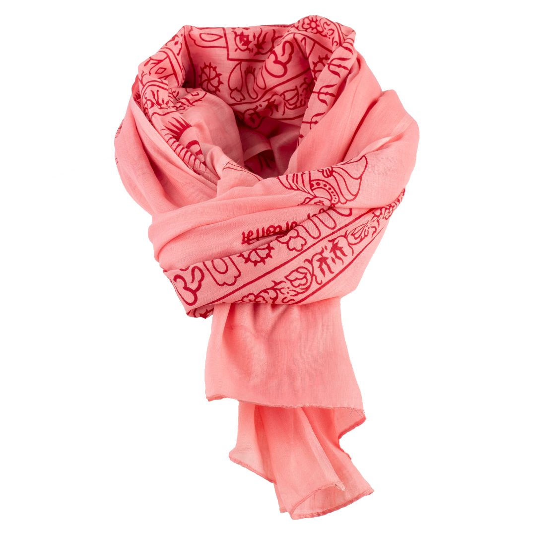 ॐ Buddha Cotton Prayer Shawl Carnation Pink