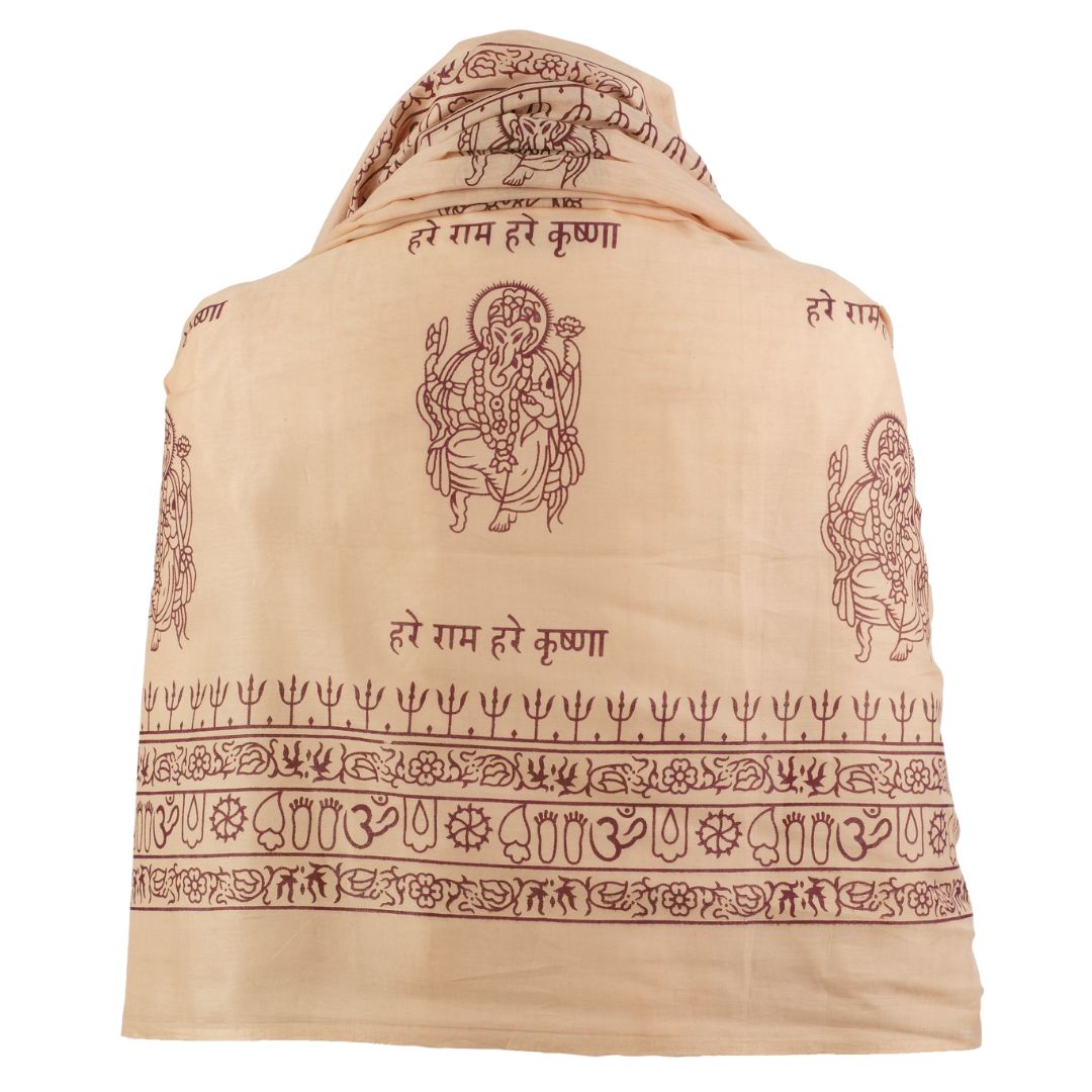 ॐ Buddha Cotton Prayer Shawl Latte