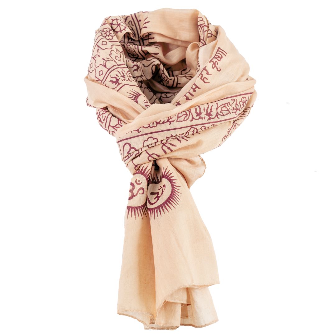 ॐ Buddha Cotton Prayer Shawl Latte