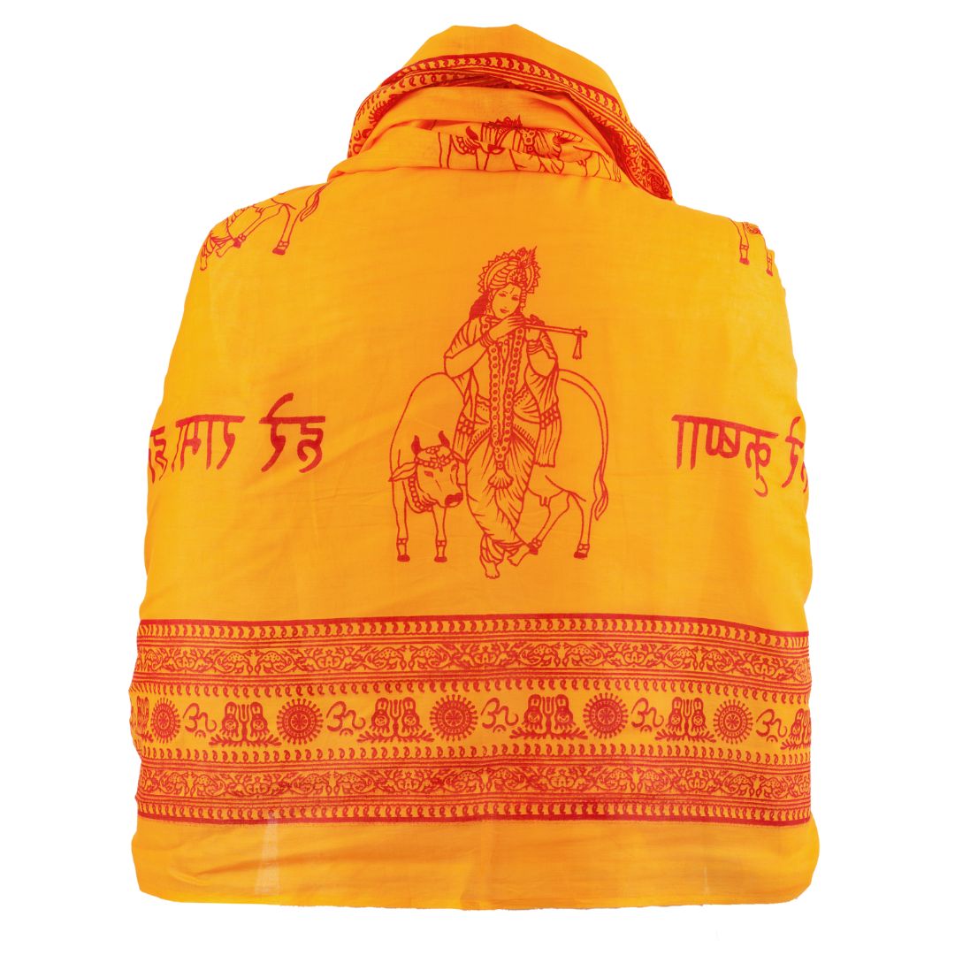 ॐ Buddha Cotton Prayer Shawl Saffron