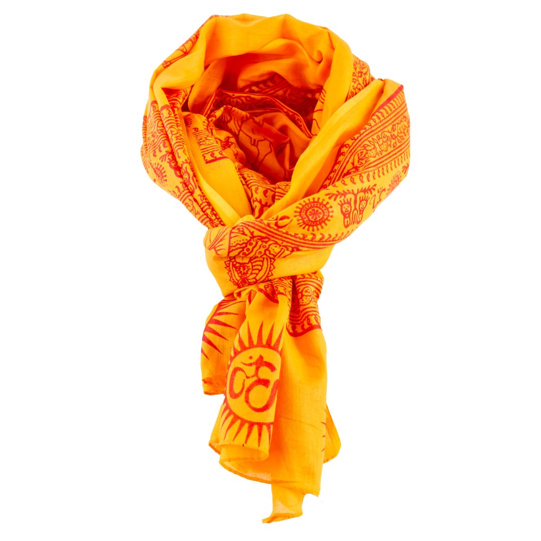 ॐ Buddha Cotton Prayer Shawl Saffron