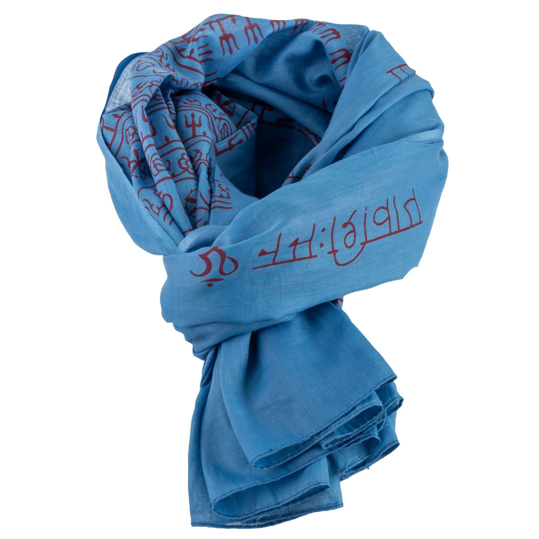 ॐ Buddha Cotton Prayer Shawl Hydrangea Blue