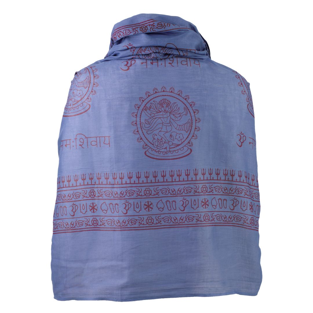 ॐ Buddha Cotton Prayer Shawl Cobalt Blue