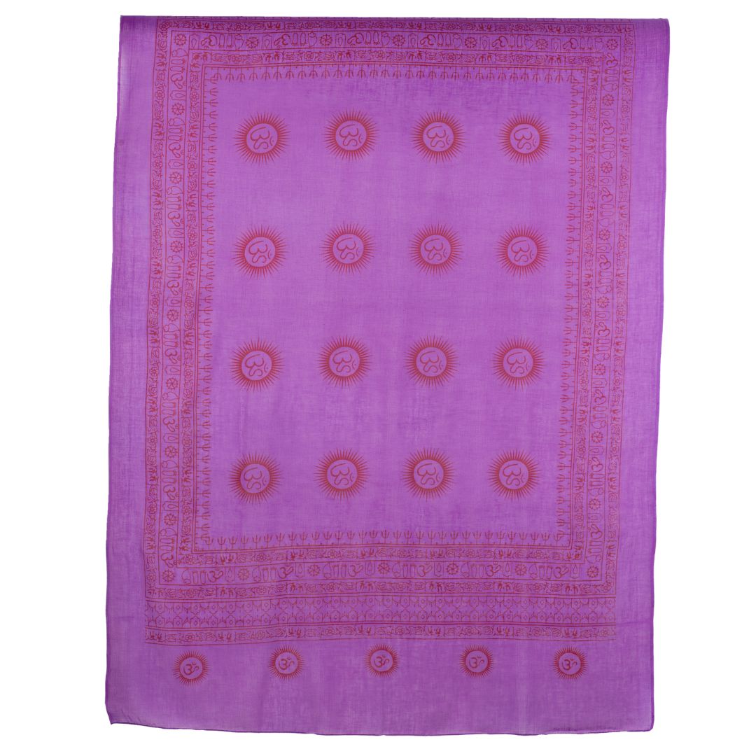 ॐ Buddha Cotton Prayer Shawl Lilac