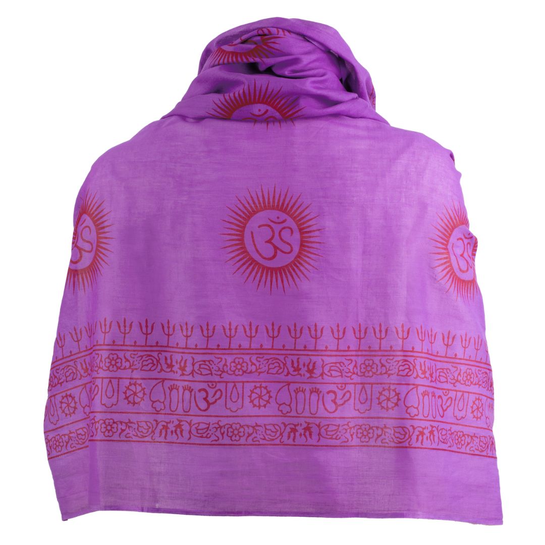 ॐ Buddha Cotton Prayer Shawl Lilac