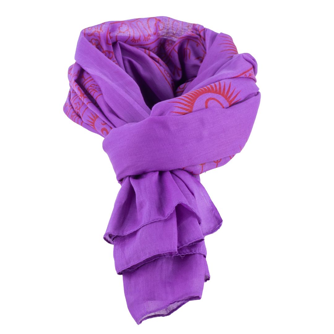 ॐ Buddha Cotton Prayer Shawl Lilac