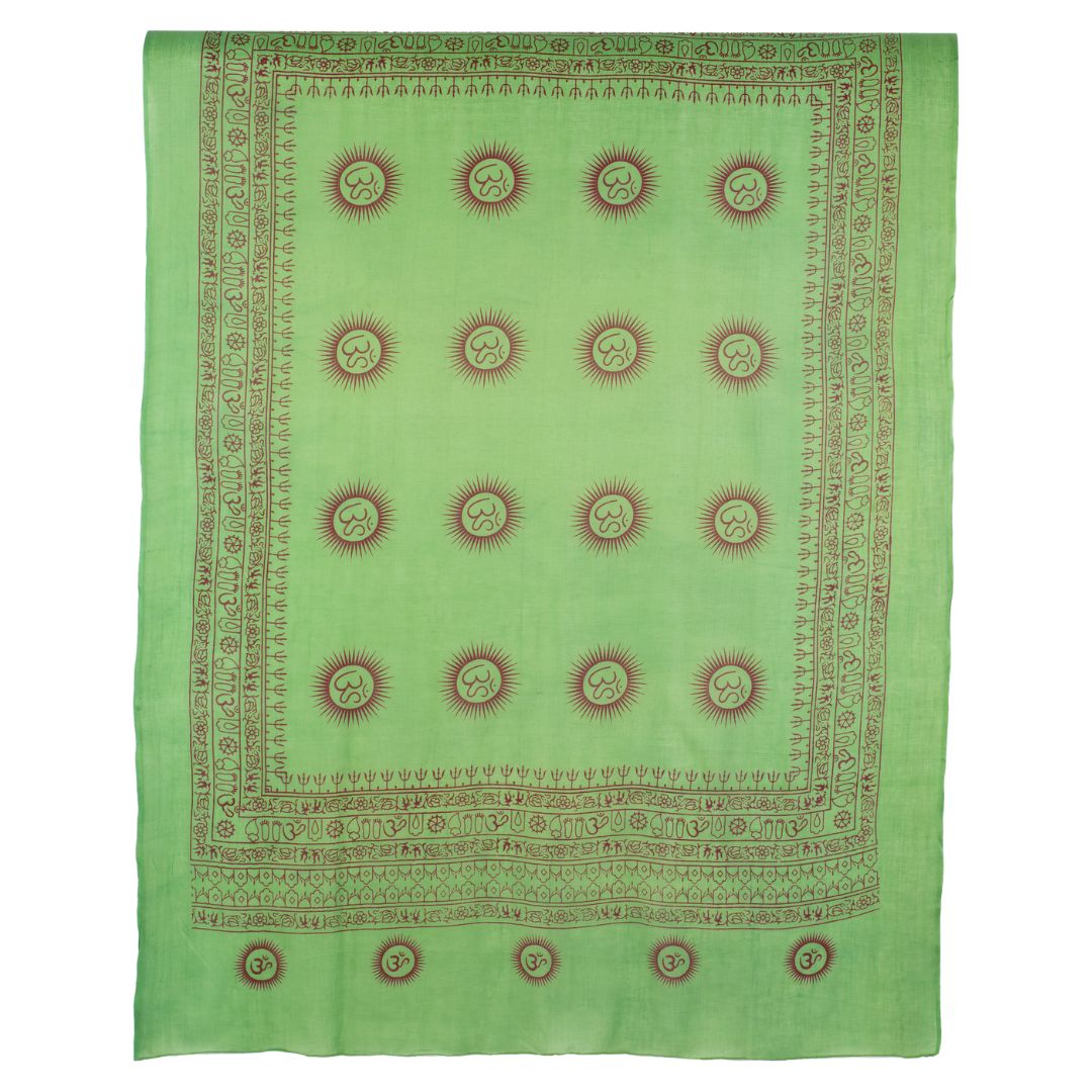 ॐ Buddha Cotton Prayer Shawl Grass Green