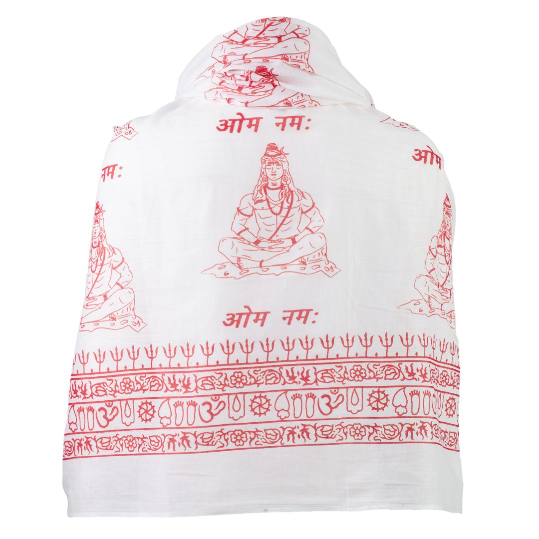 ॐ Buddha Cotton Prayer Shawl Snow