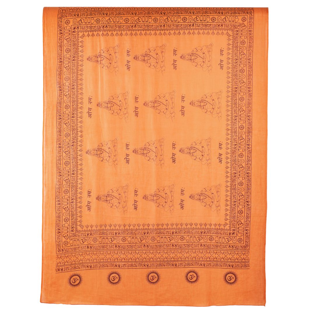 ॐ Buddha Cotton Prayer Shawl Burnt Orange