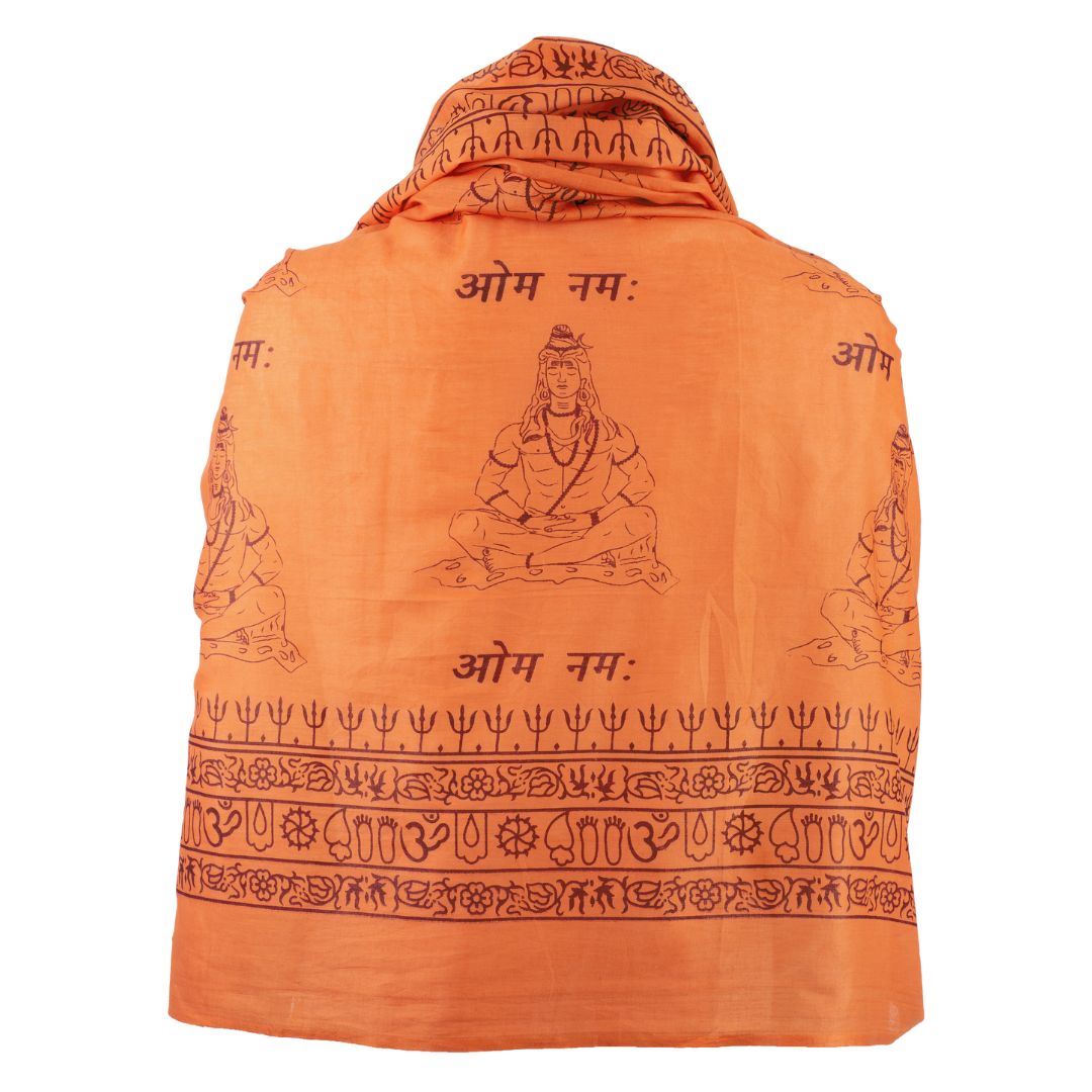 ॐ Buddha Cotton Prayer Shawl Burnt Orange