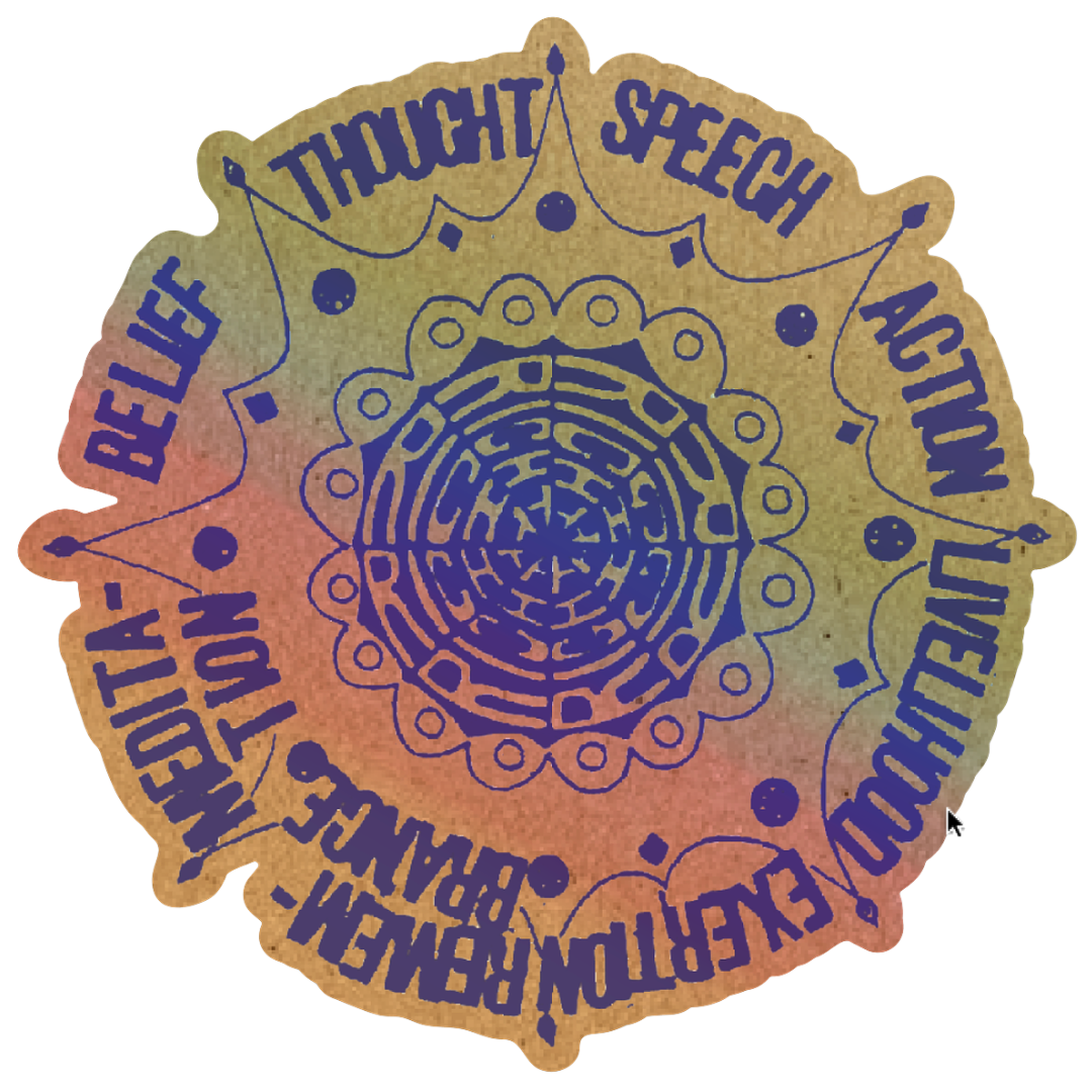 Be Here Now Eight Fold Path Sticker – Love Serve Remember Shop