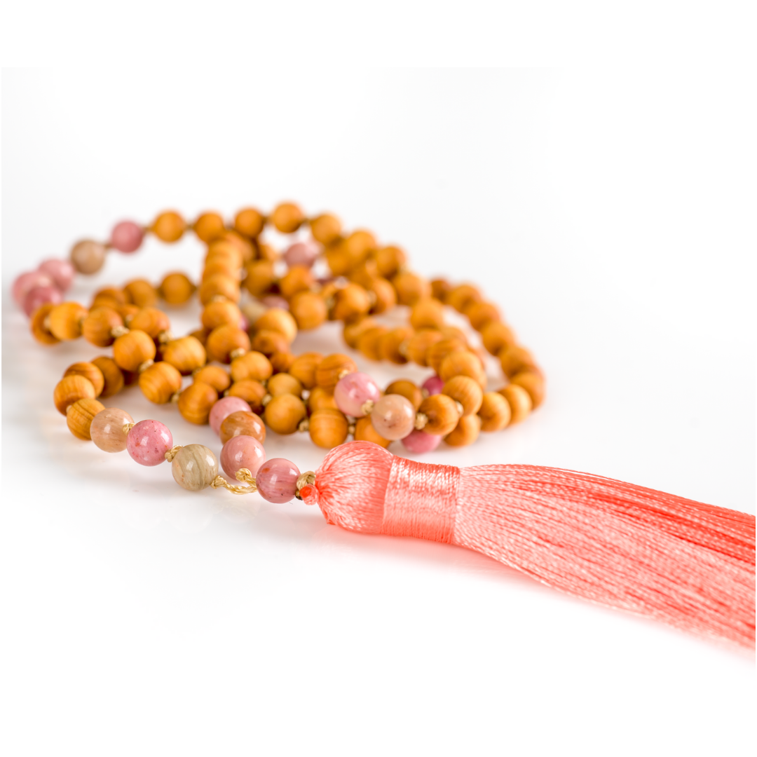 Rhodonite & Sandalwood Gemstone Mala