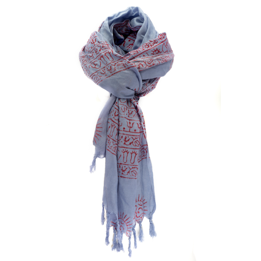 ॐ Shiva Prayer Shawl - Hydrangea Blue