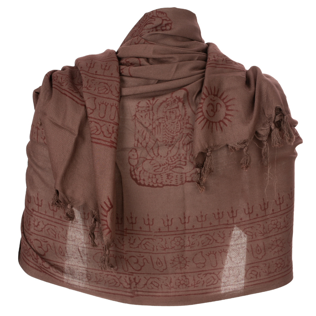 ॐ Shiva Prayer Shawl -  Chocolate