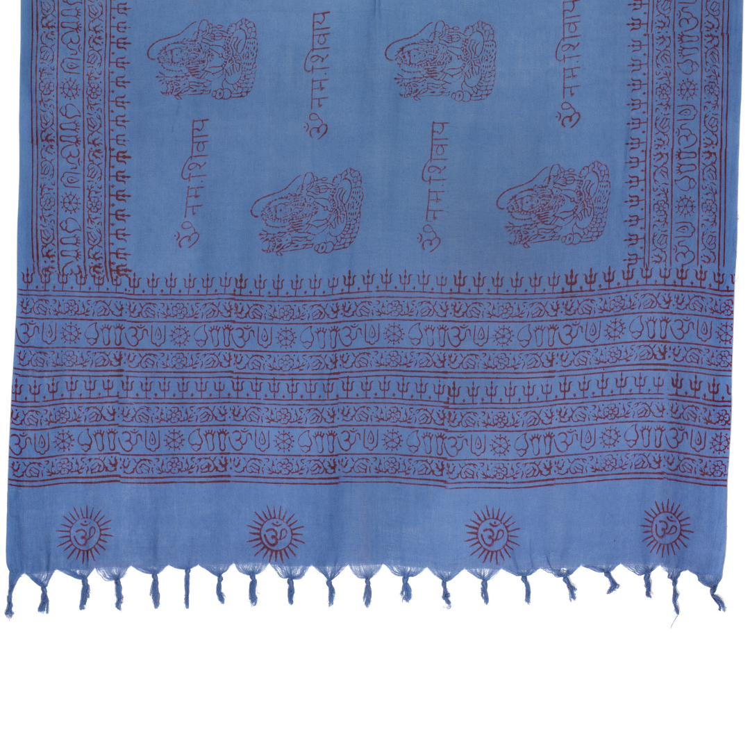 ॐ Shiva Prayer Shawl - Cobalt Blue
