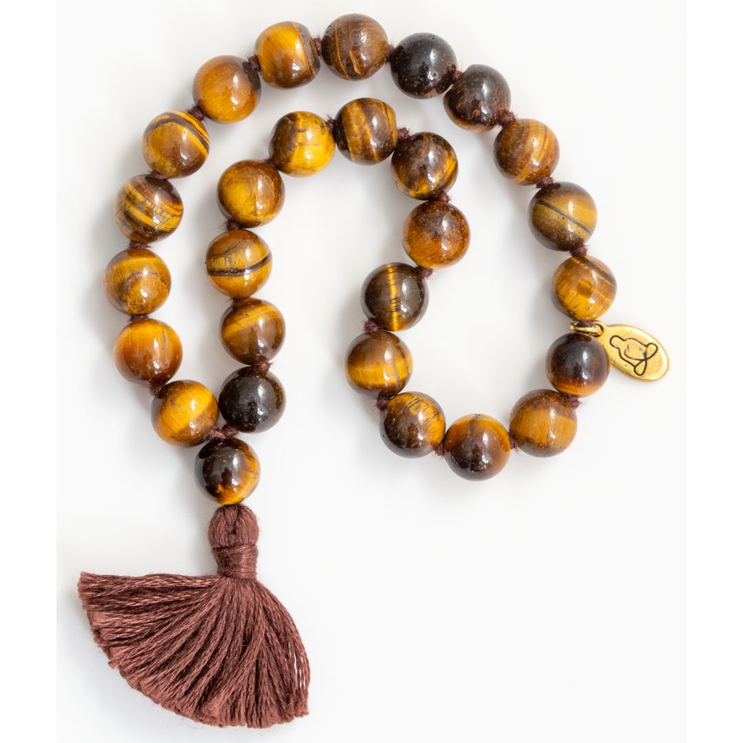 Tiger Eye Gemstone Mala (27 Beads + 1 Bindu)