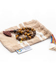 Tiger Eye Gemstone Mala (27 Beads + 1 Bindu) with Bag